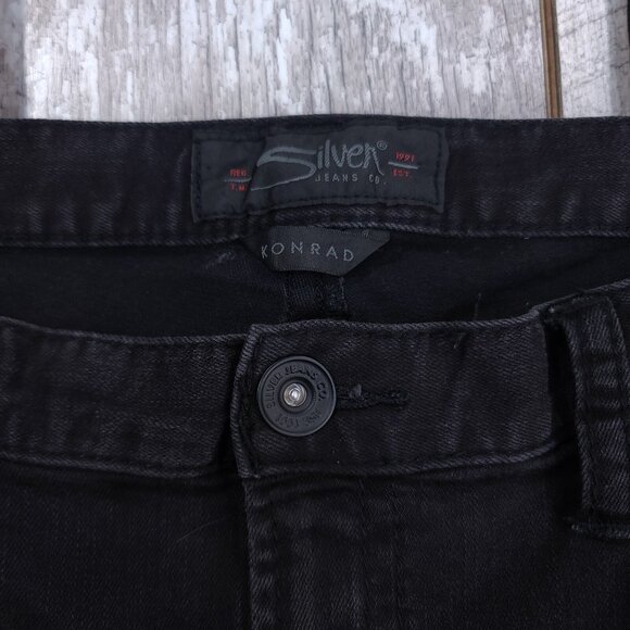 Silver Jeans Mens Konrad Slim Straight Leg Size 40x30 Black Denim 5 Pocket Pants - Picture 6 of 9